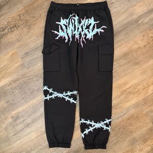 Swixxz Rotten Cargo Barbed Wire Jogger Pant Size M Unisex Windbreaker Streetwear